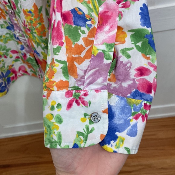 Chaps Floral Women’s Button Down Cotton Top Size XL - Picture 4 of 9